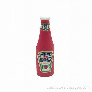 PVC Bottle USB Flash Stick with 1 to 32GB Memory Capacity, Free Printing and Package
